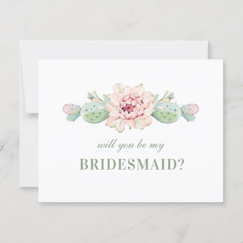 Will you be my bridesmaid Watercolor succulents Invitation