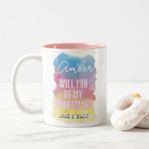 will you be my bridesmaid watercolour mug
