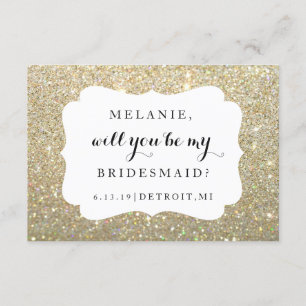 Will You Be My Bridesmaid - Wed Day Gold Glitter Invitation