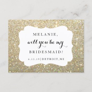 Will You Be My Bridesmaid - Wed Day Gold Glitter Invitation by Evented at Zazzle