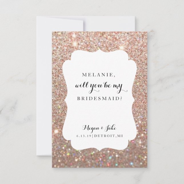 Will You Be My Bridesmaid -Wedding Day Fab Glitter Invitation (Front)