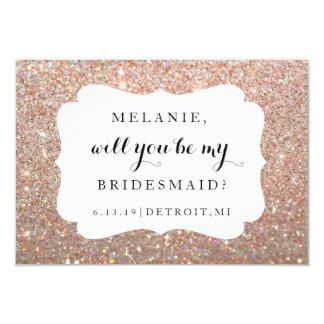 Will You Be My Bridesmaid-Wedding Day Rose Glitter Card
