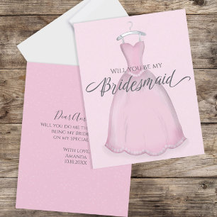 Will you be my Bridesmaid Wedding Pink Dress Card