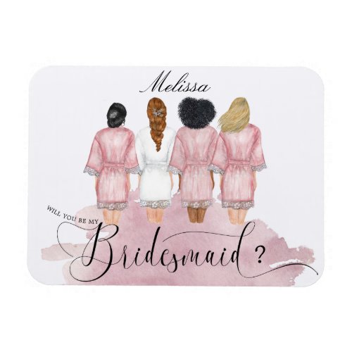 will you be my bridesmaid wedding robes elegant magnet
