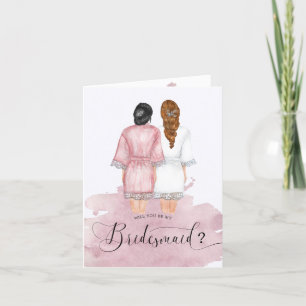 will you be my bridesmaid wedding robes folded holiday card