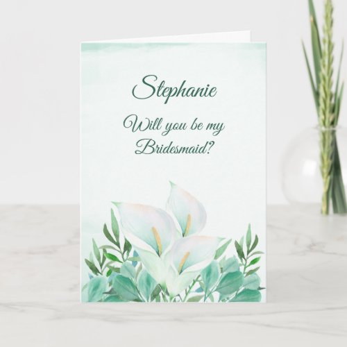 Will You Be My Bridesmaid _ White Calla Lily Invitation