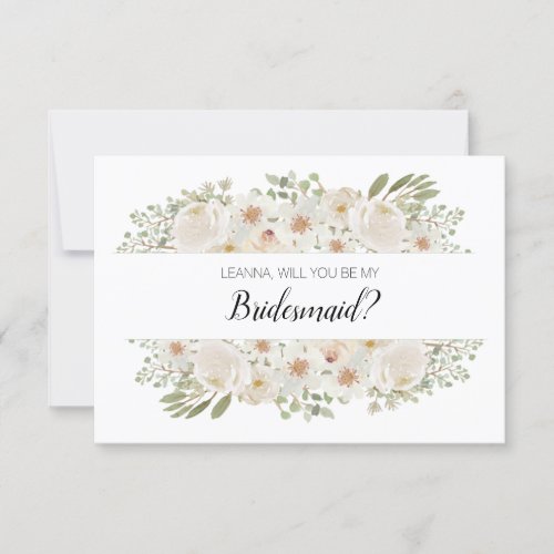 Will You Be My Bridesmaid White Floral Elegant