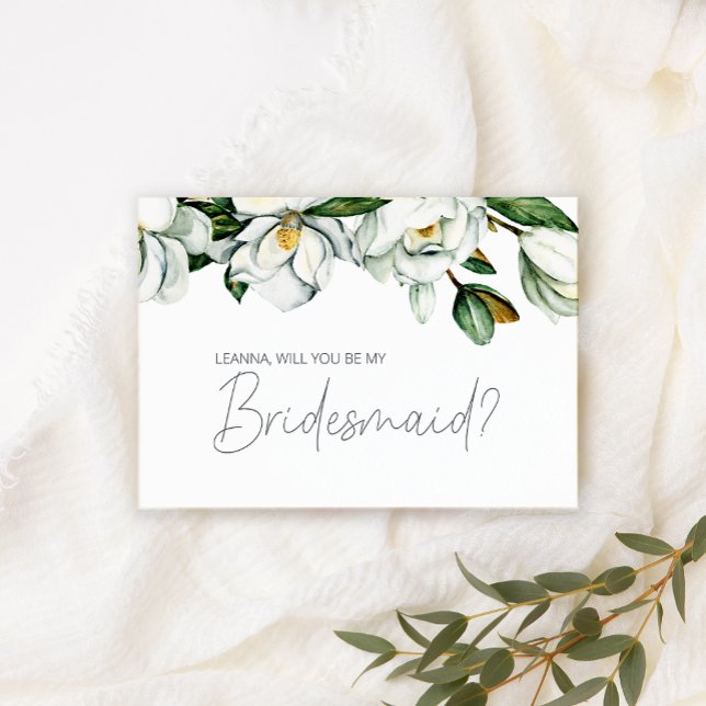 Will You Be My Bridesmaid White Magnolia Floral (Creator Uploaded)