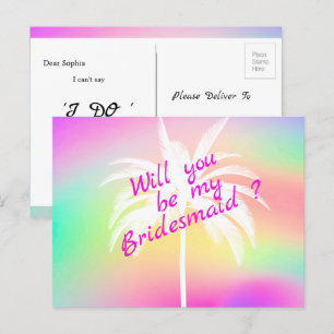 Will You Be My Bridesmaid White Palm Invitation Postcard