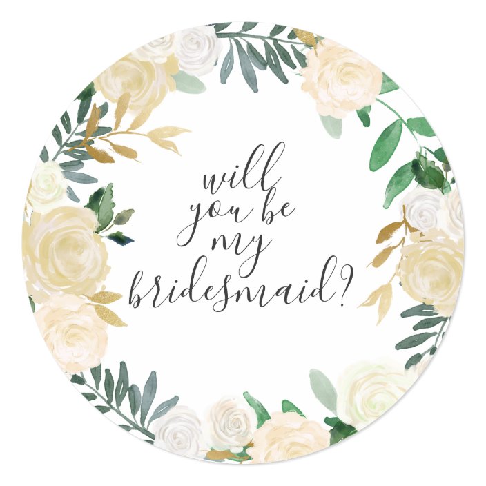 Will You Be My Bridesmaid White Watercolor Flowers Invitation Zazzle Com