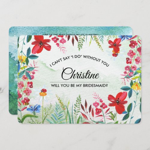 Will you be my Bridesmaid Wild Meadow Wildflowers Invitation