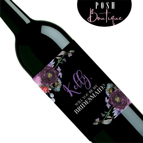 Will You Be My Bridesmaid Wine Label _ Purple