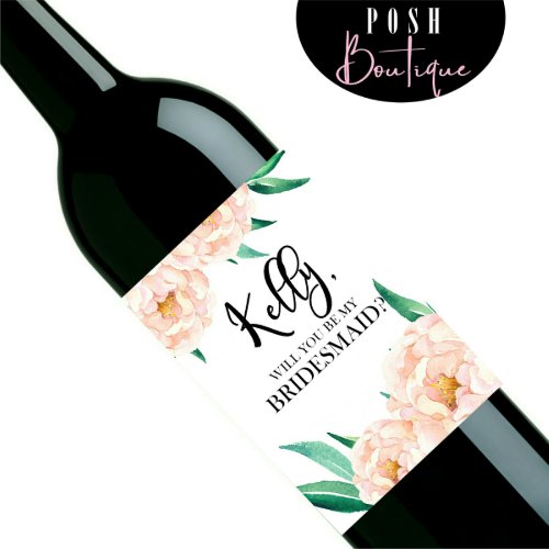 Will You Be My Bridesmaid Wine Labels _ Blushpeony