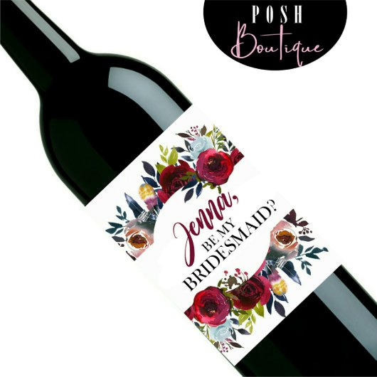 Will You Be My Bridesmaid Wine Labels - Wine (Front)