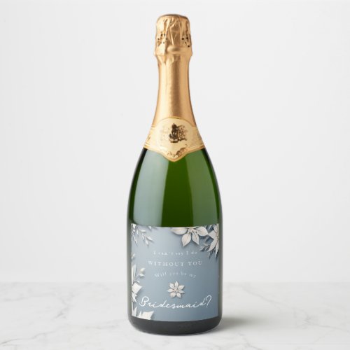 will you be my bridesmaid winter sparkling wine label