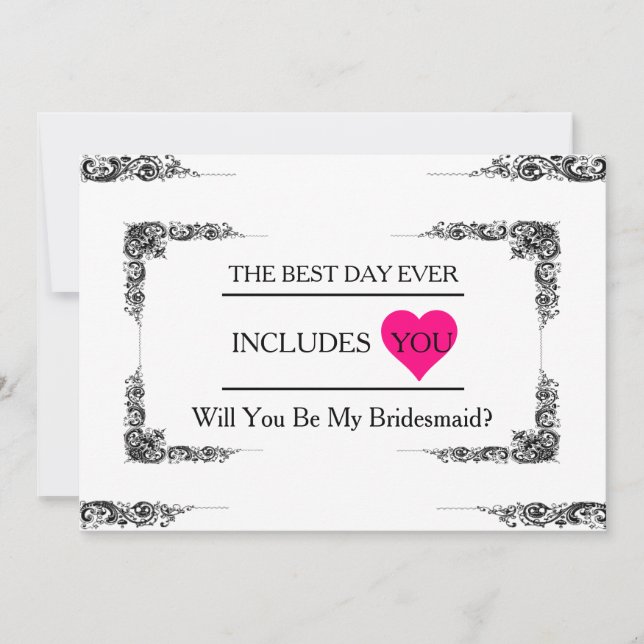 Will You Be My Bridesmaid with Pink Heart Invitation (Front)
