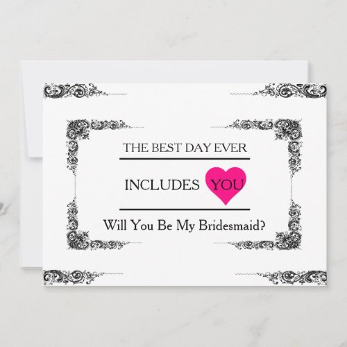 Will You Be My Bridesmaid with Pink Heart Invitation