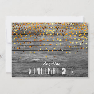 Will you be my bridesmaid? Wood Background Invitation