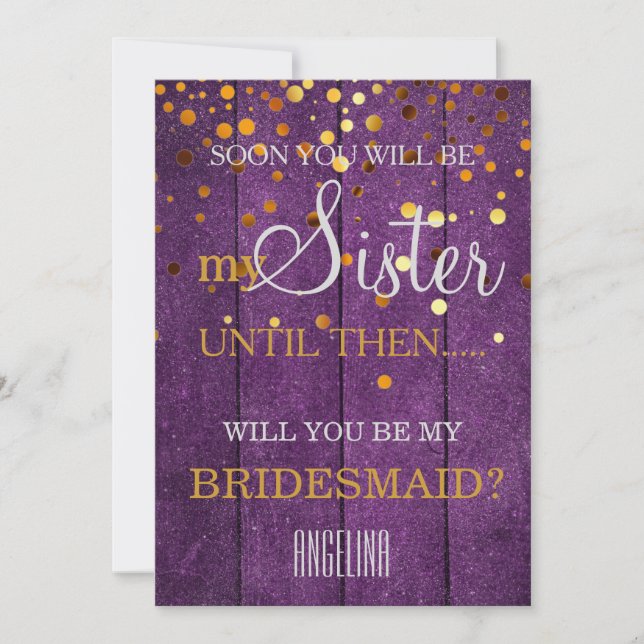 Will you be my bridesmaid? Wooden Background Invit Invitation (Front)