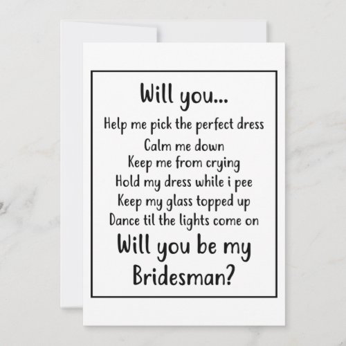 Will you be my Bridesman Announcement