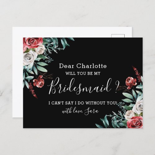 Will You Be My Bridesman Card Bohemian Black Roses