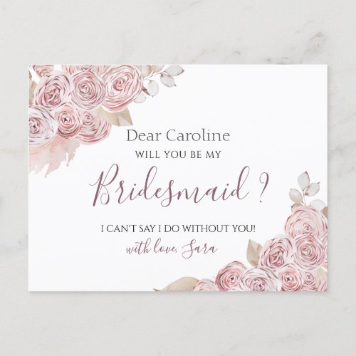 Will You Be My Bridesman Card Bohemian Pink Floral