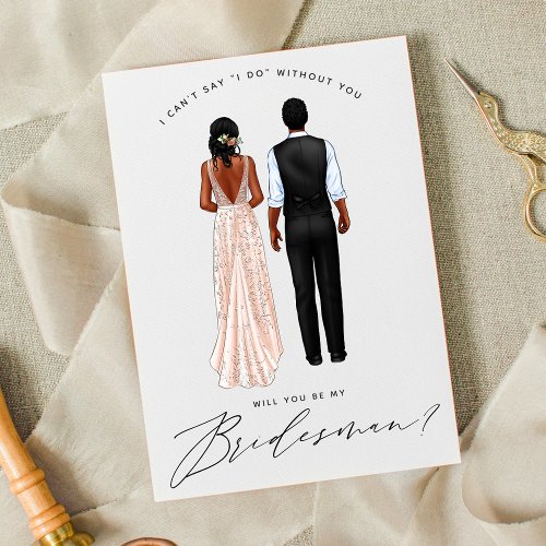 Will You Be My Bridesman Girls in Gown Invitation