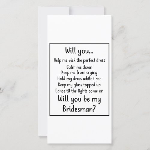 Will you be my Bridesman Holiday Card