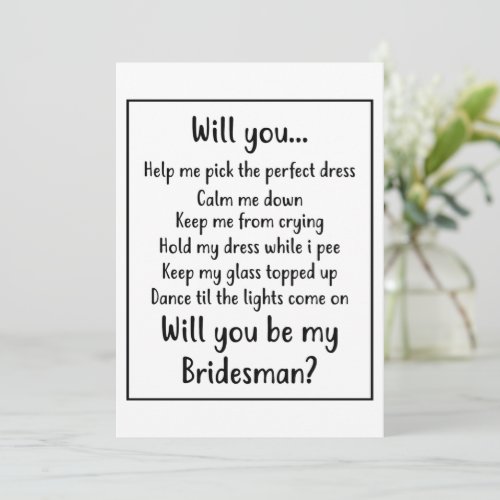 Will you be my Bridesman Holiday Card