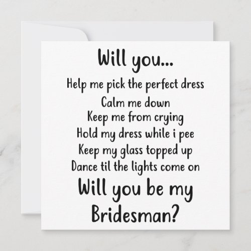 Will you be my Bridesman Holiday Card