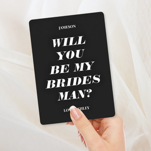 Will You Be My Bridesman Modern Text Invitation