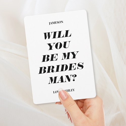 Will You Be My Bridesman Modern Text Invitation