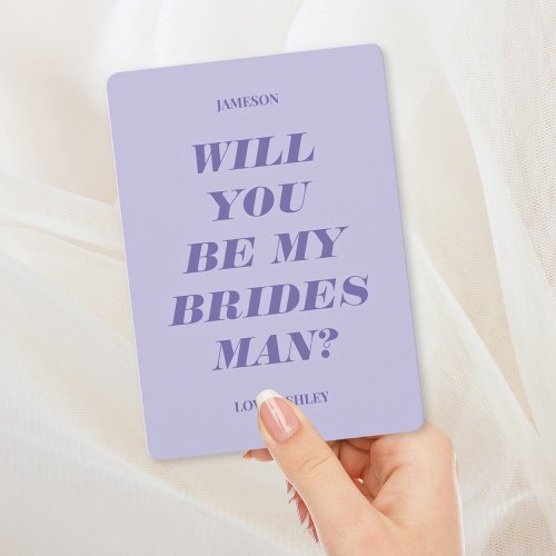 Will You Be My Bridesman Modern Text Lavender Invitation
