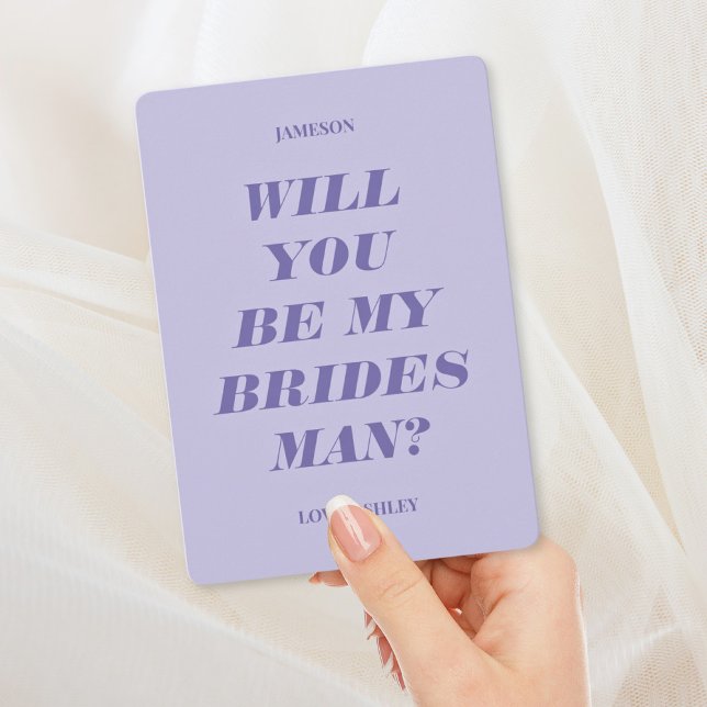 Will You Be My Bridesman? Modern Text Lavender Invitation (Creator Uploaded)