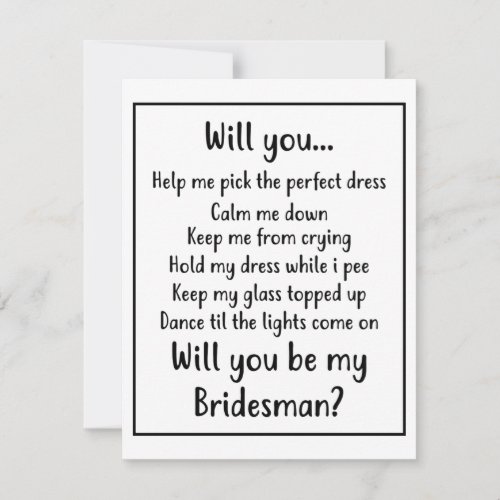 Will you be my Bridesman Note Card