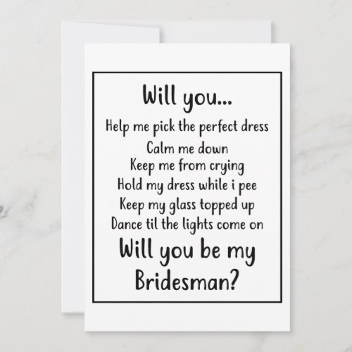 Will you be my Bridesman Save The Date