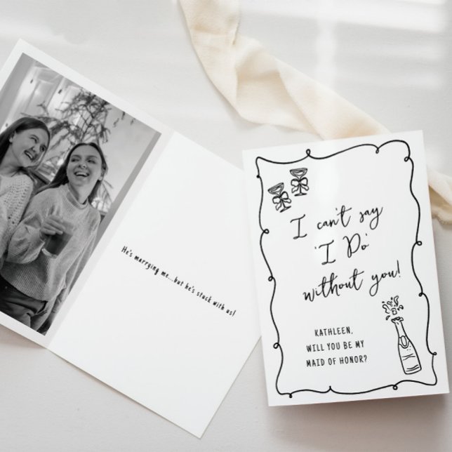 Will you be my...Champagne Doodle Bridal Proposal Card (Creator Uploaded)