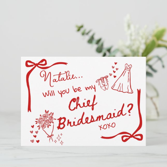 Will you be my Chief Bridesmaid Card Invitation (Standing Front)