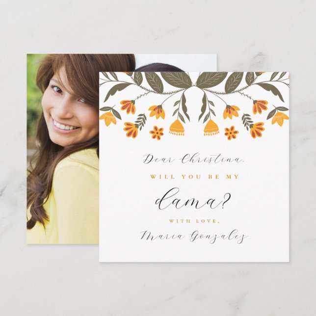 Will you be my Dama Proposal Quinceanera Photo Invitation (Front/Back)