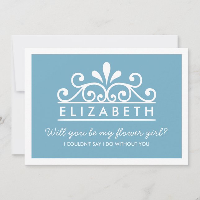 Will You Be My Flower Girl? Blue Tiara Card (Front)