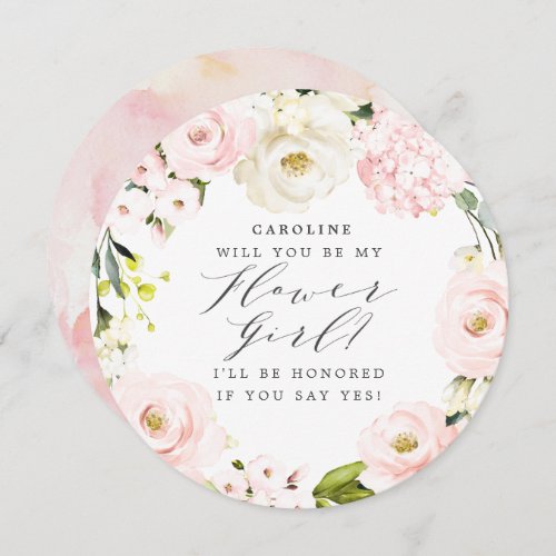 Will you Be my Flower Girl Blush Floral Invitation