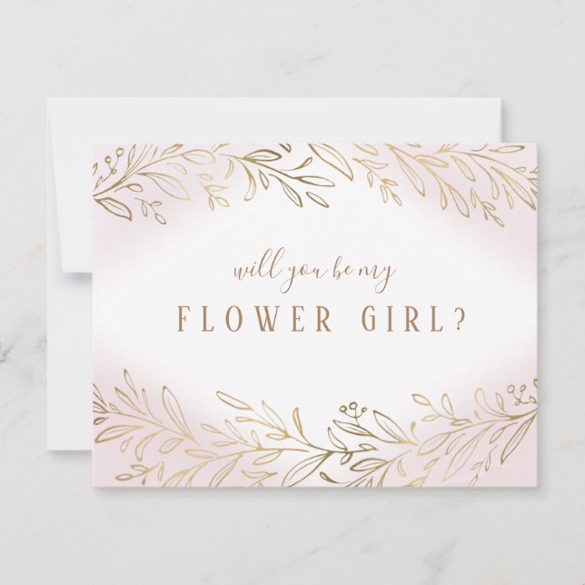 Will you be my flower girl Blush gold botanical Invitation (Front)