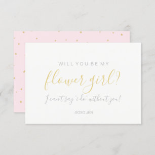 Will You Be My Flower Girl Card - Gold Dots Pink