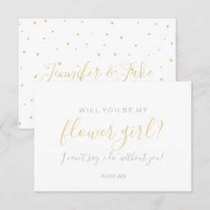 Will You Be My Flower Girl Card - Gold Dots White