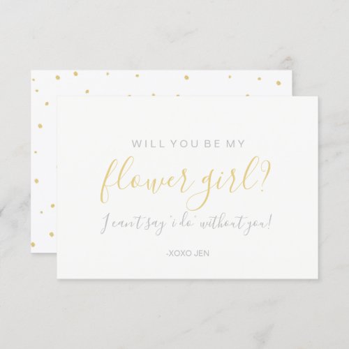 Will You Be My Flower Girl Card _ Gold Dots White