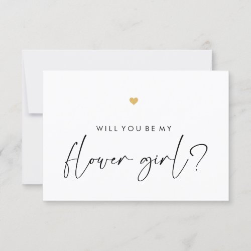 Will You Be My Flower Girl Card Script Gold Heart