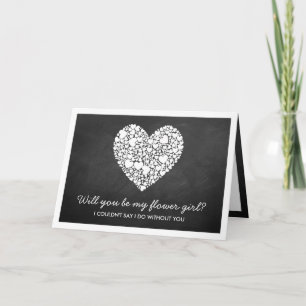 Will You Be My Flower Girl? Chalkboard Heart Card