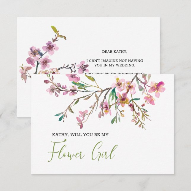 Will You Be My Flower Girl Cherry Blossom  (Front/Back)