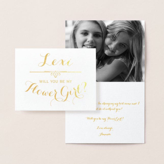 Will You Be My Flower Girl Cursive Personalized Foil Card (Display)