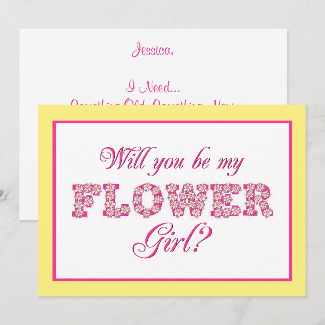 Will You Be My Flower Girl? Custom Wedding Card (Front/Back)